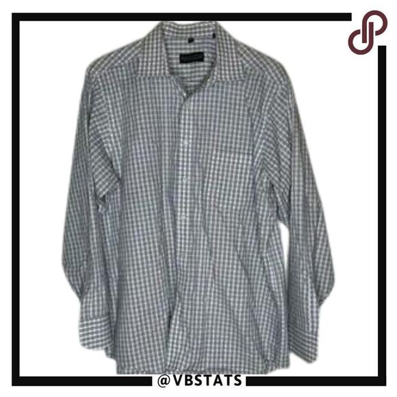Donald J Trump Signature Collection Gray-White Plaid LS 17-34/35 - Picture 1 of 6